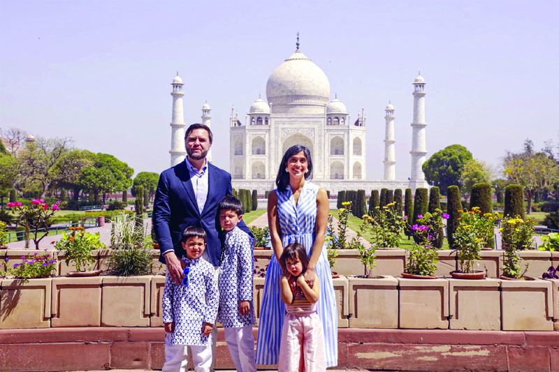 US Vice President Vance visits Taj Mahal with family.
